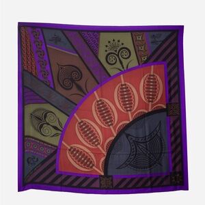 Hermes Purple/Red Cashmere and Silk Shawl 140cm